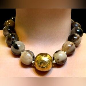 NEST Jewelry Horn and 24k Plated Brass Designer Necklace